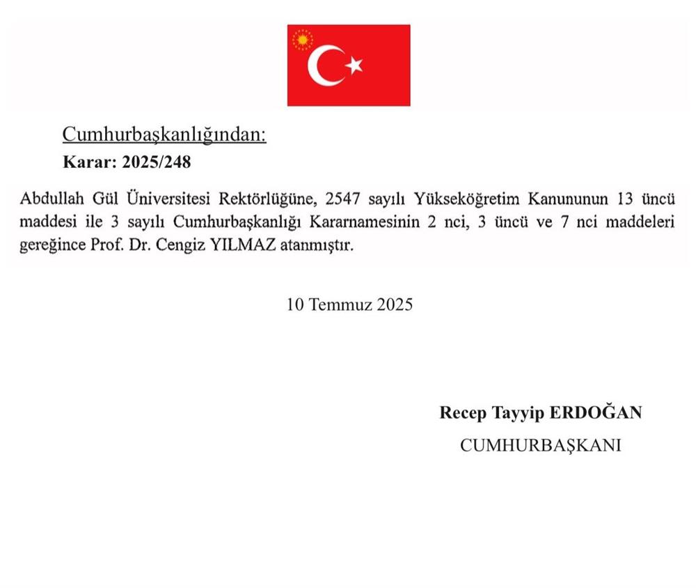 Cengiz Yılmaz, AGÜ Rektörlüğü’ne yeniden atandı Cengiz Yılmaz, AGÜ Rektörlüğü’ne yeniden atandı