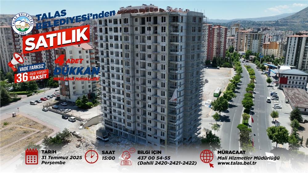 Talas Belediyesi'nden taksitli yatırım ve uzun vadeli kiralama fırsatı Talas Belediyesi'nden taksitli yatırım ve uzun vadeli kiralama fırsatı