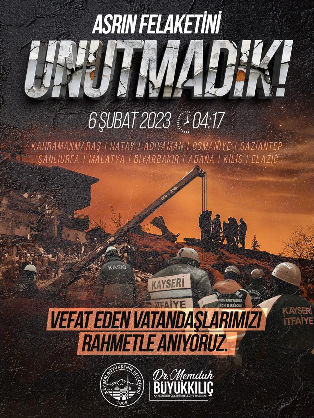 Büyükkılıç: 6 Şubat milletçe birbirimize daha sıkı sarıldığımız tarihtir