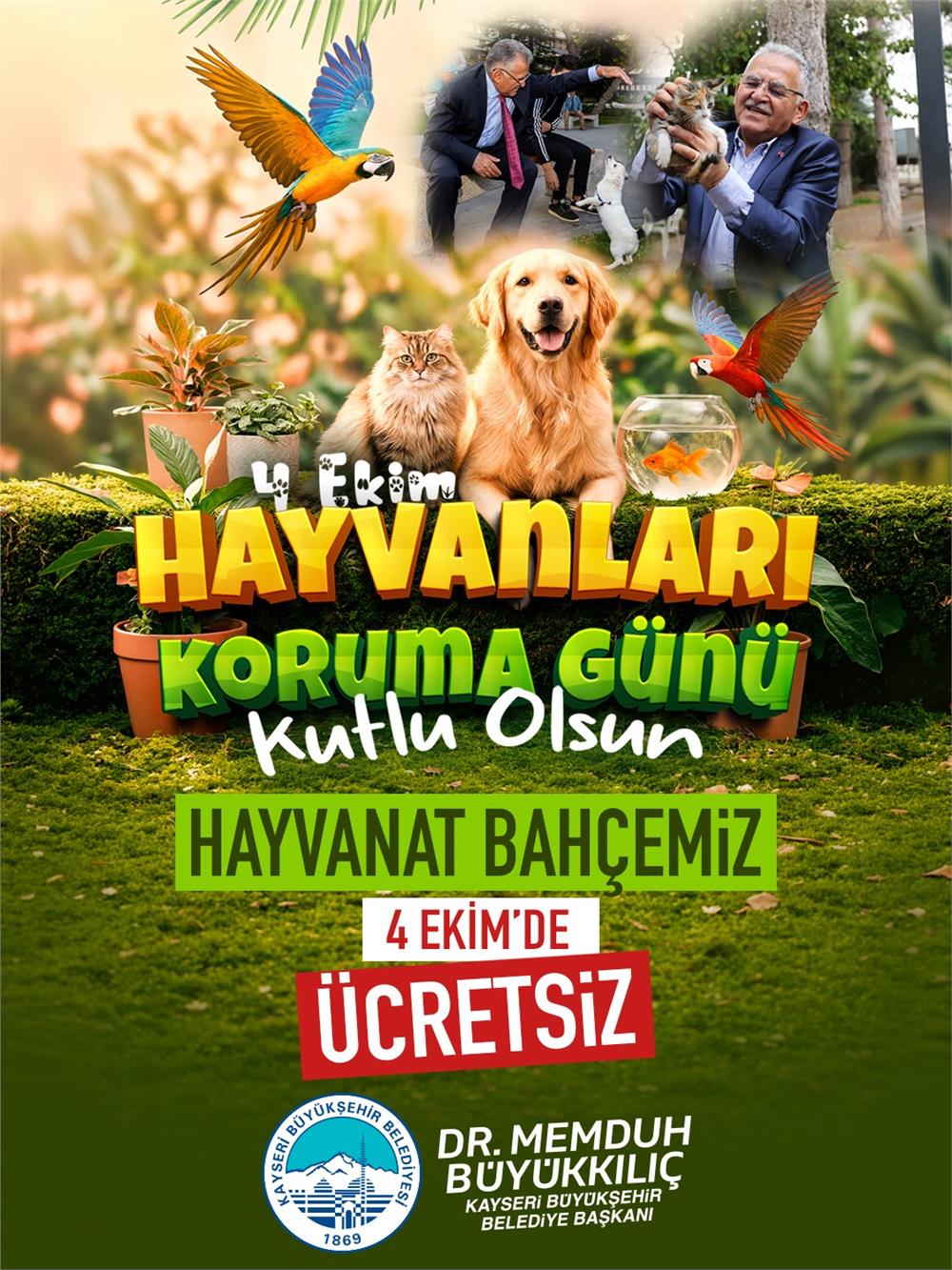 Büyükkılıç: Hayvanat bahçesi ücretsiz