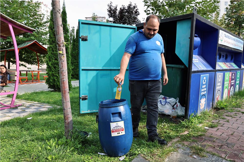 Talas'ta atık yağlar toplanıyor çevre korunuyor