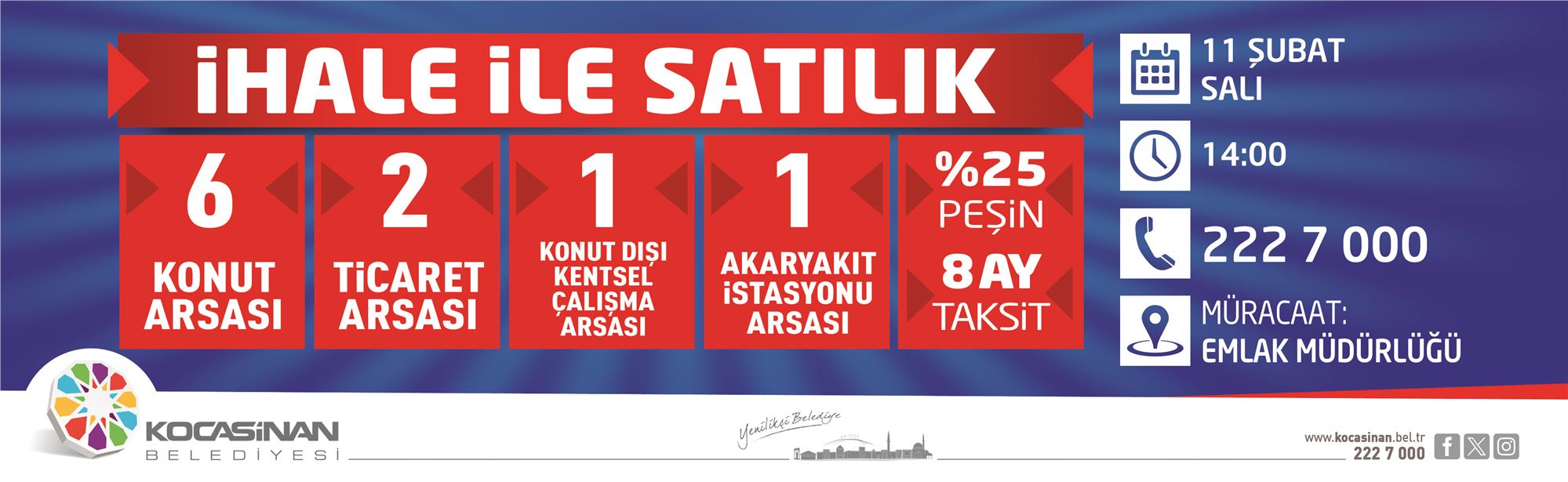 Kocasinan İhale Satılık 11 Şubat 2025